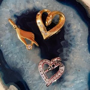 THREE pendants charms. Mom pendant, heart, and hand pendants